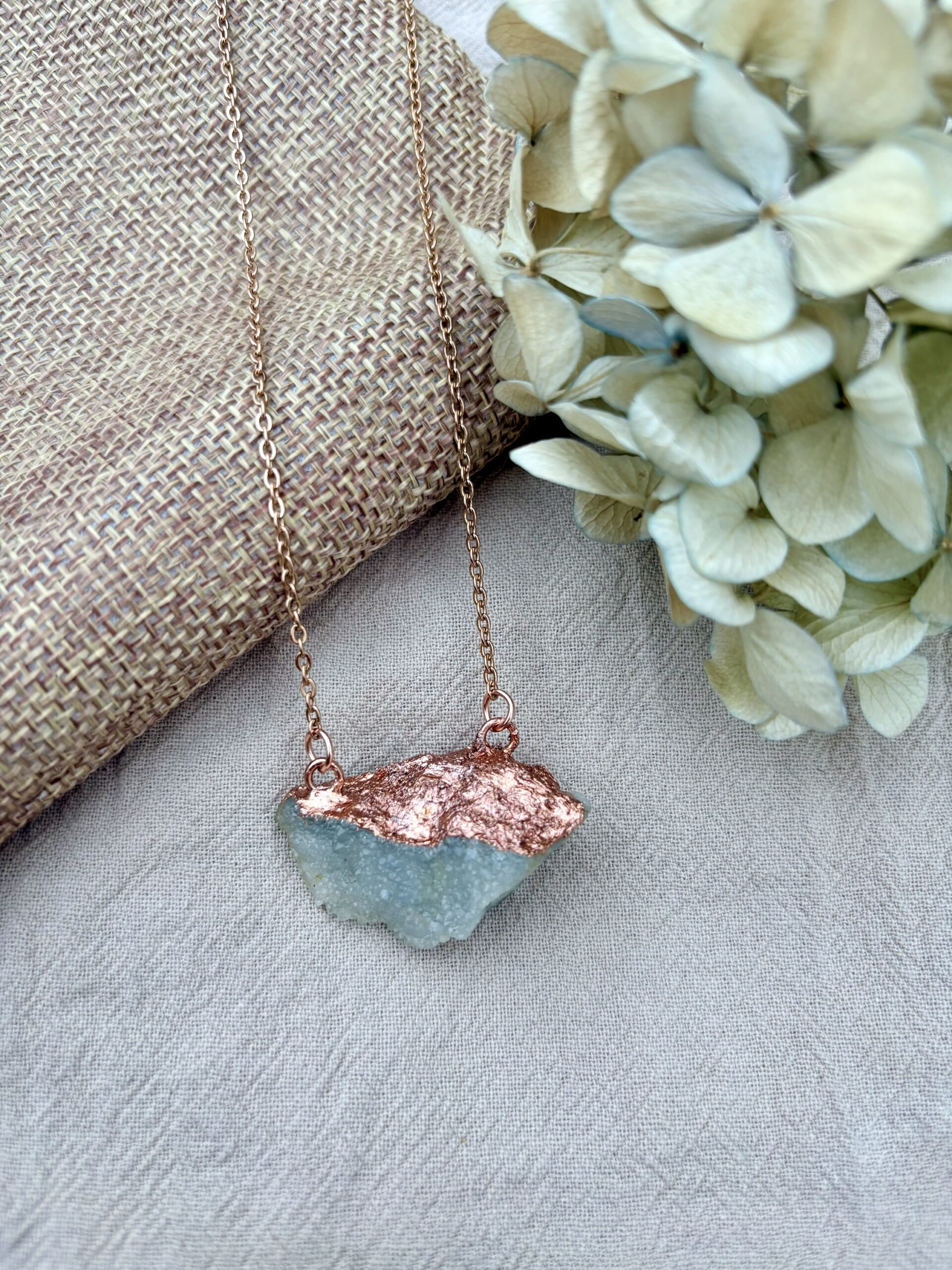 Náhrdelník - Křišťál drúza rose gold 02 - Obrázek 2