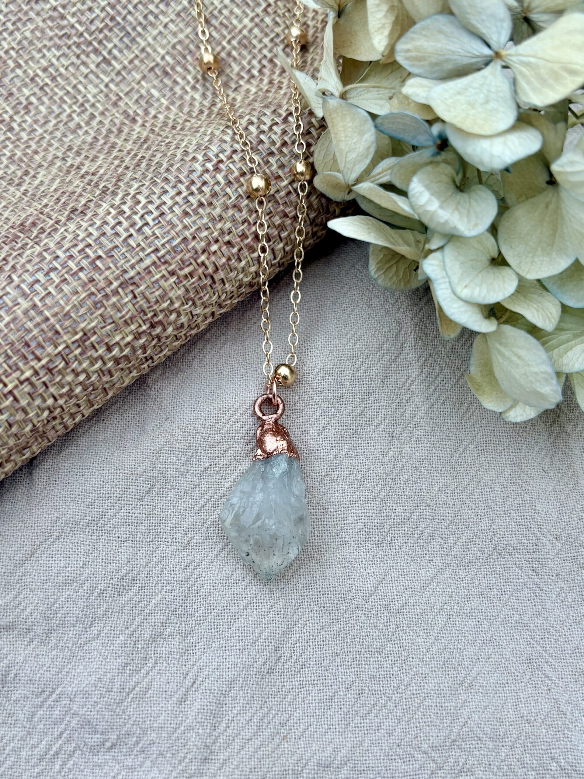 Náhrdelník - Křišťál drúza rose gold 04 - Obrázek 2